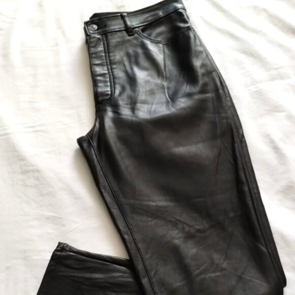 EXPRESS Black "HI Rise SKINNY" Faux LEATHER Style LEGGING Pant Sz 10